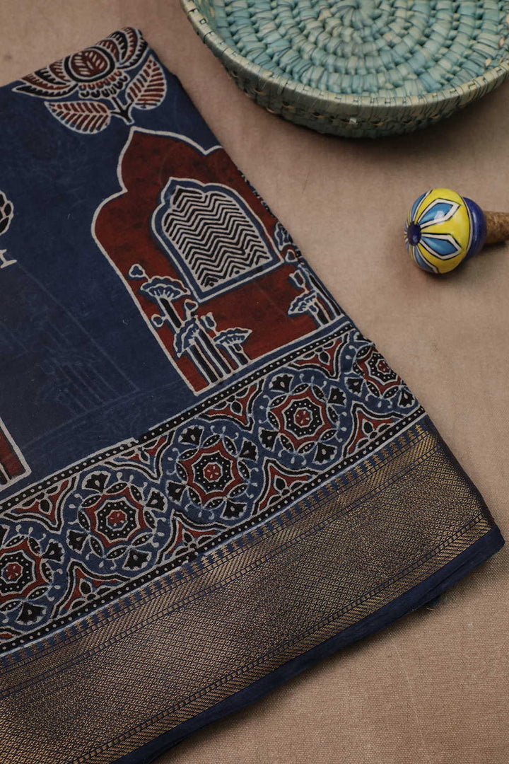 Ajrak Mul Cotton Saree - Matkatus 