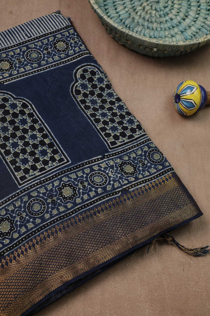 Ajrak Mul Cotton Saree - Matkatus 