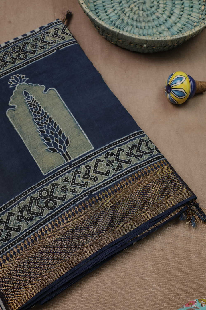 Ajrak Mul Cotton Saree - Matkatus 