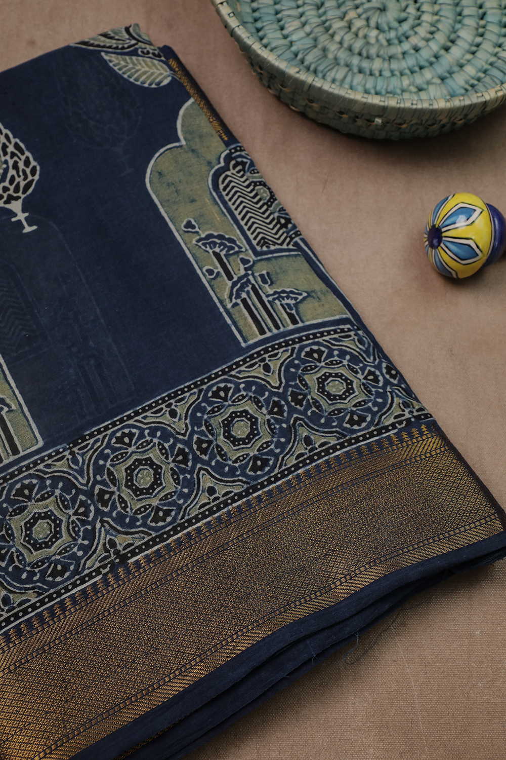 Ajrak Mul Cotton Saree - Matkatus 