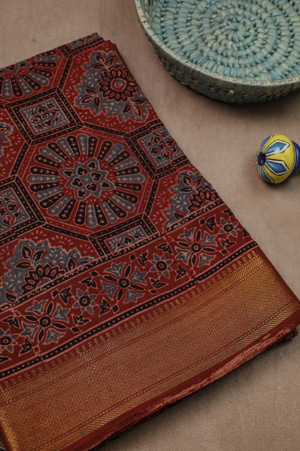 Ajrak Mul Cotton Saree - Matkatus 