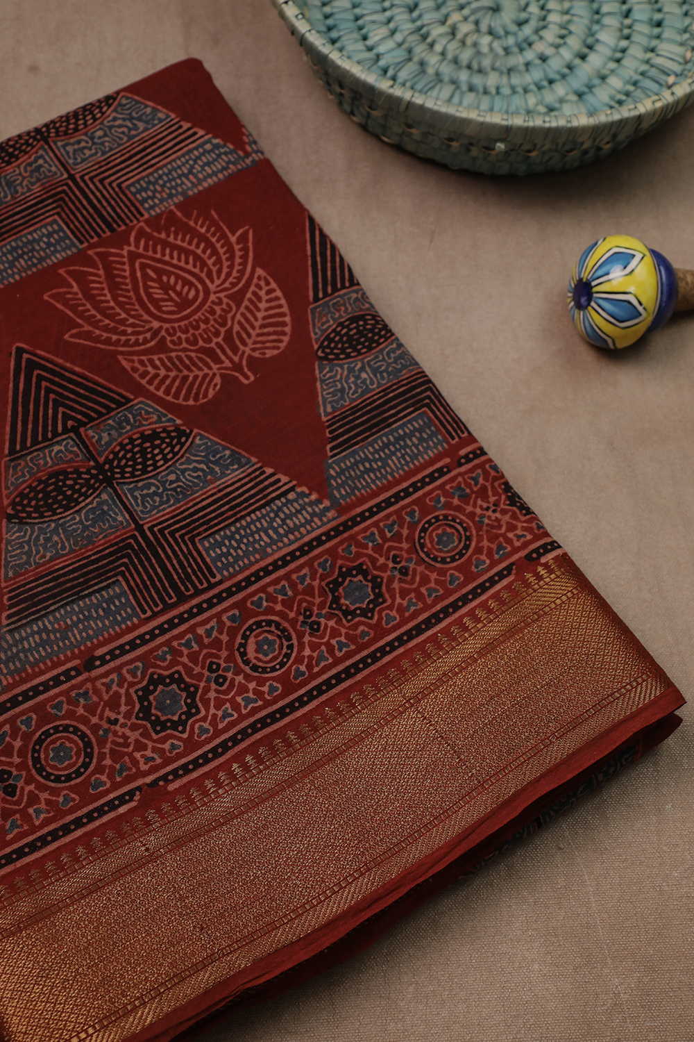 Ajrak Mul Cotton Saree - Matkatus 