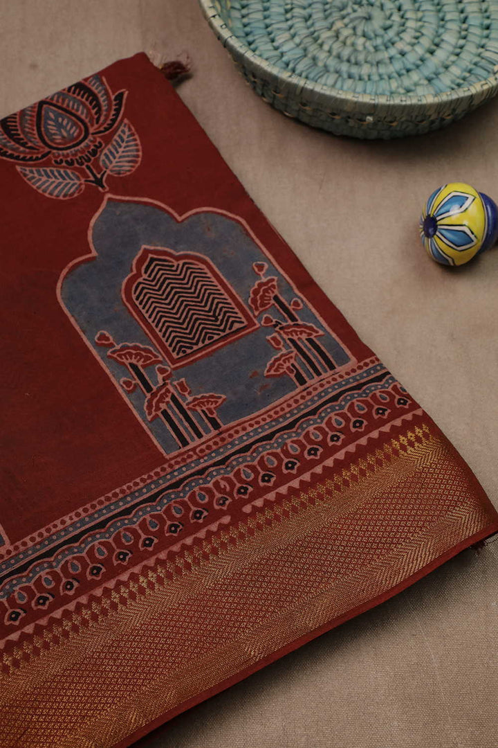 Ajrak Mul Cotton Saree - Matkatus 