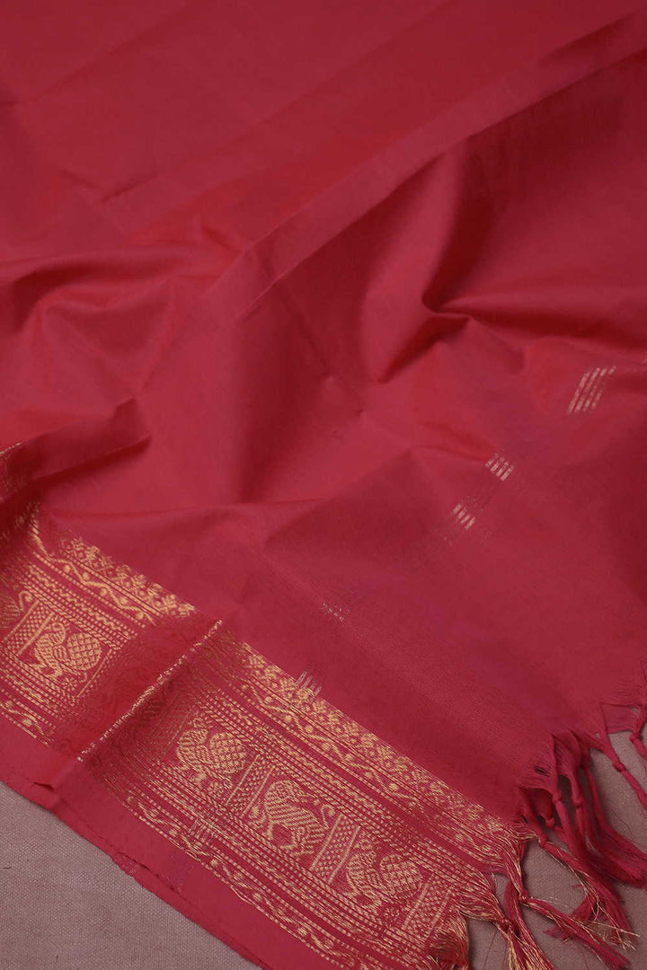 Peacock Border With Pink Kanchi Cotton Dupatta