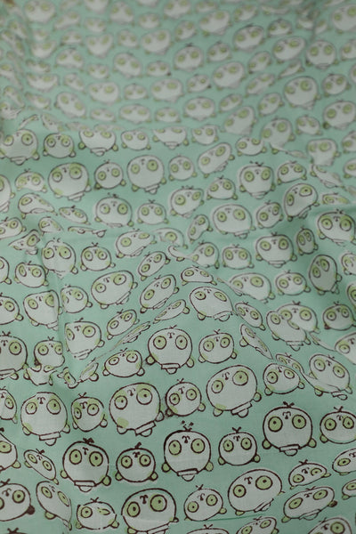 Panda-Green Sanganeri Cotton Fabric