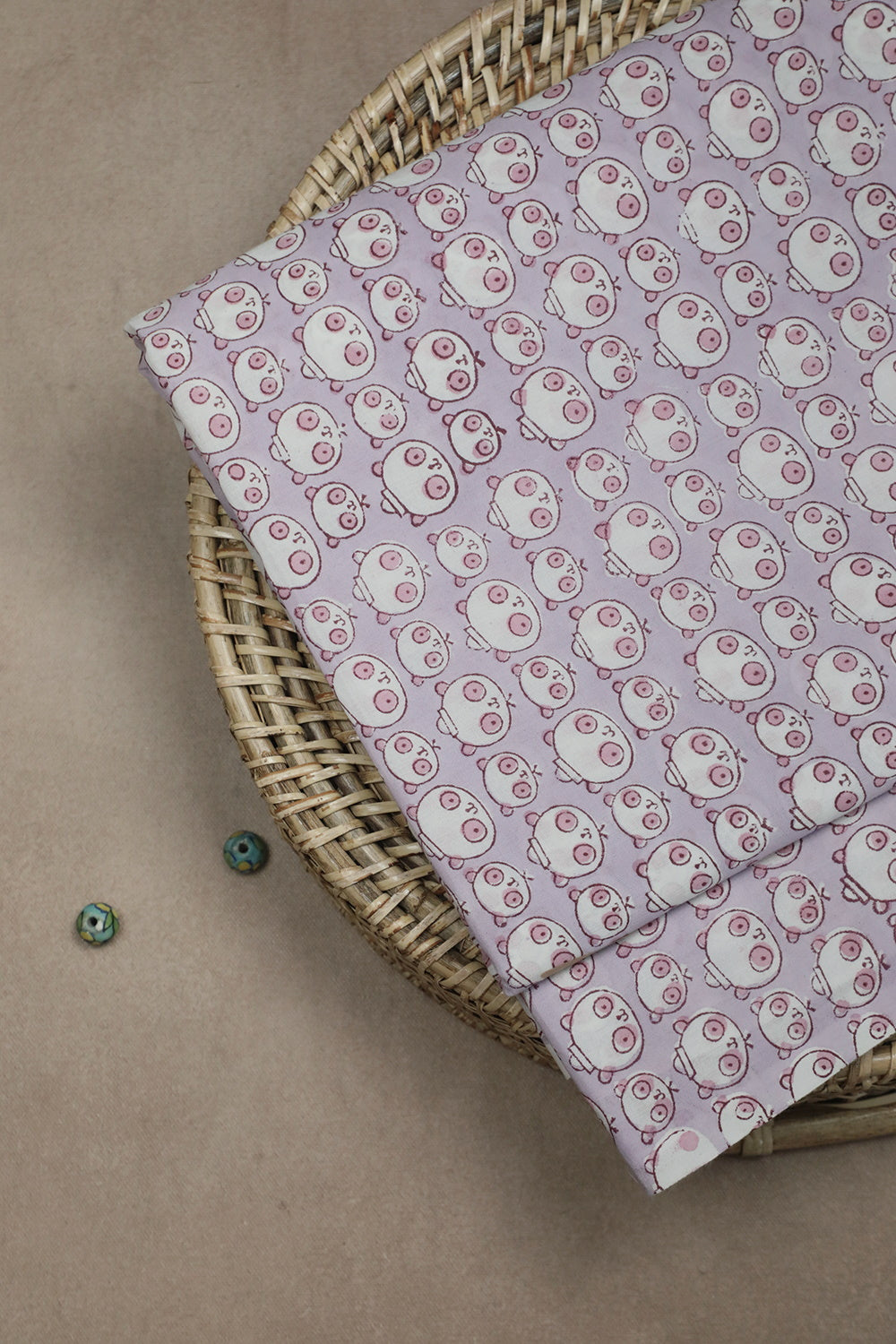 Panda-Purple Sanganeri Cotton Fabric
