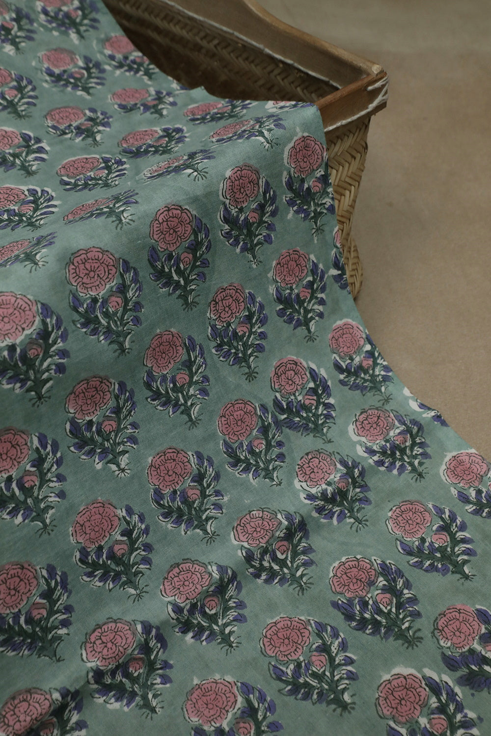 Butta Floral Sanganeri Cotton Fabric - 1m