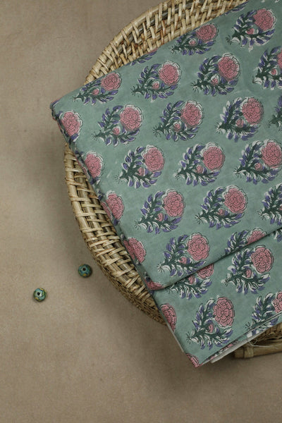 Butta Floral Sanganeri Cotton Fabric - 1.6m