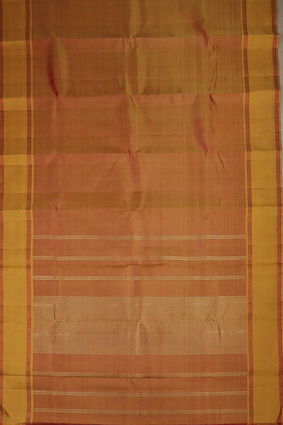 Double Shade Orange with Yellow Border Kanchipuram Silk Saree