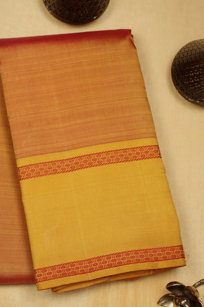 Double Shade Orange with Yellow Border Kanchipuram Silk Saree