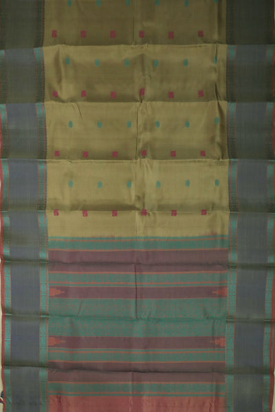 Blue & Pink Motifs Kanchipuram Silk Saree
