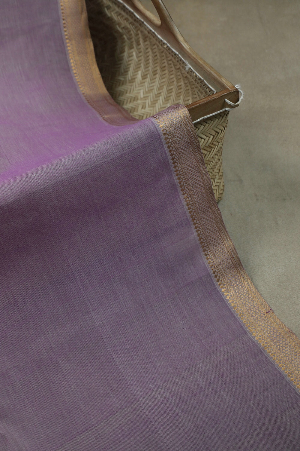 Lavender Pink Mangalagiri Cotton Border Fabric