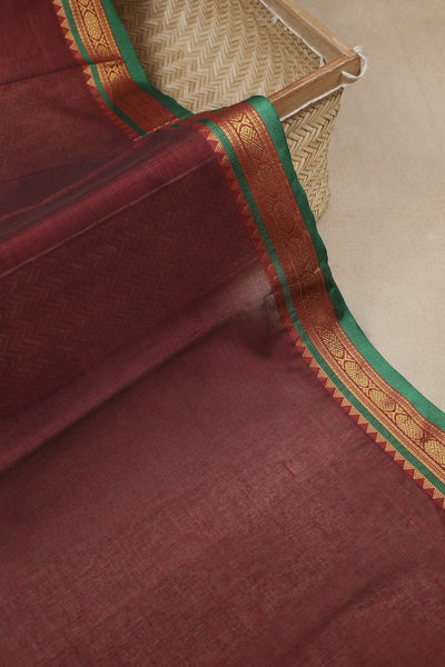 Deep Maroon Narayanpet Cotton Fabric