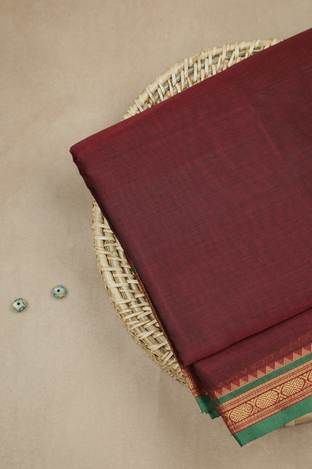 Deep Maroon Narayanpet Cotton Fabric