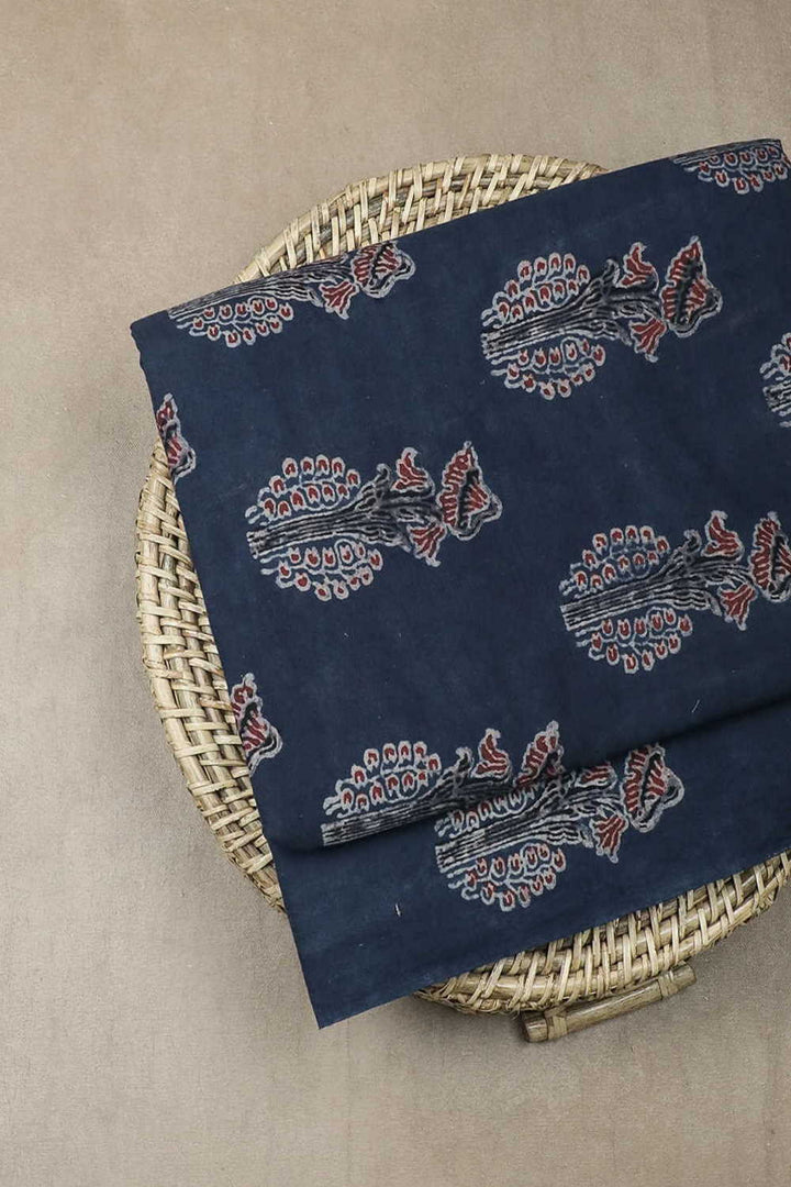 Big Butta on Indigo Ajrak Cotton Fabric - 2.3m