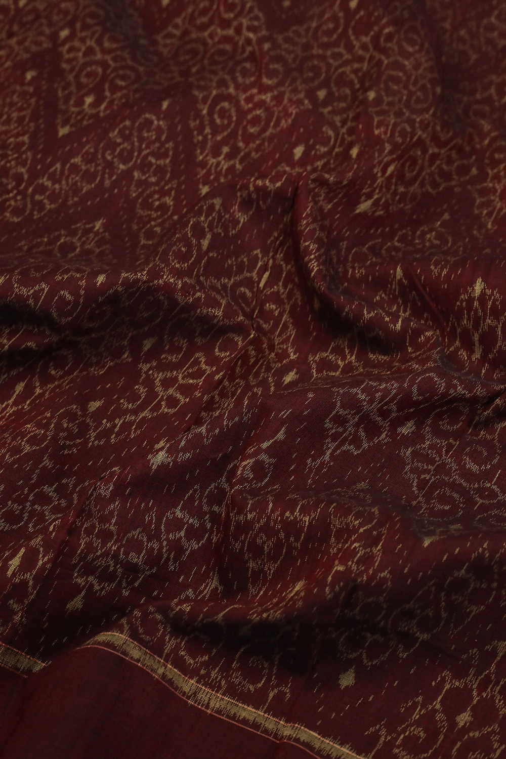 Dark Maroon Sambalpuri Ikat Cotton Fabric
