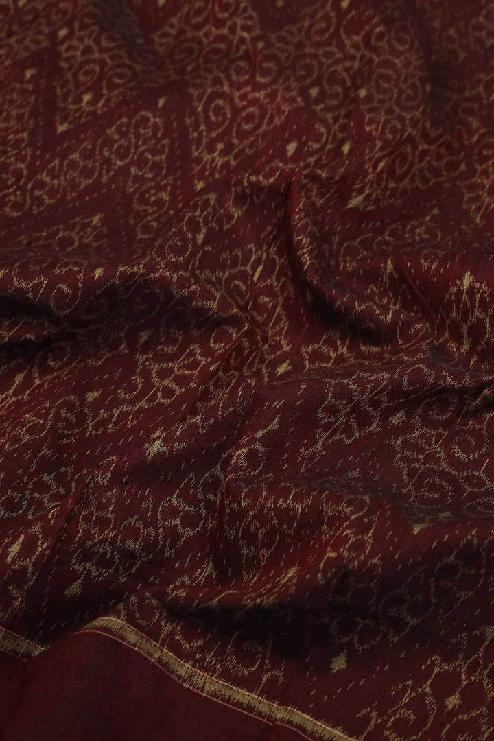 Dark Maroon Sambalpuri Ikat Cotton Fabric
