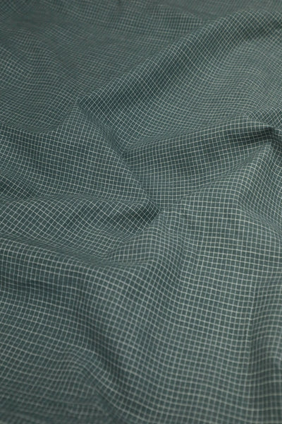 Micro Checkered on Green Bengal Handwoven Cotton Fabric