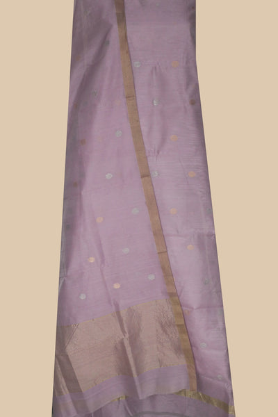 Lavender Pink Handwoven Chanderi Top with Dupatta