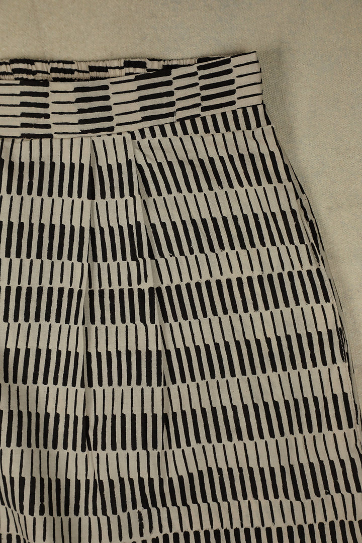 Black Stripes on Cream Stitched Pant