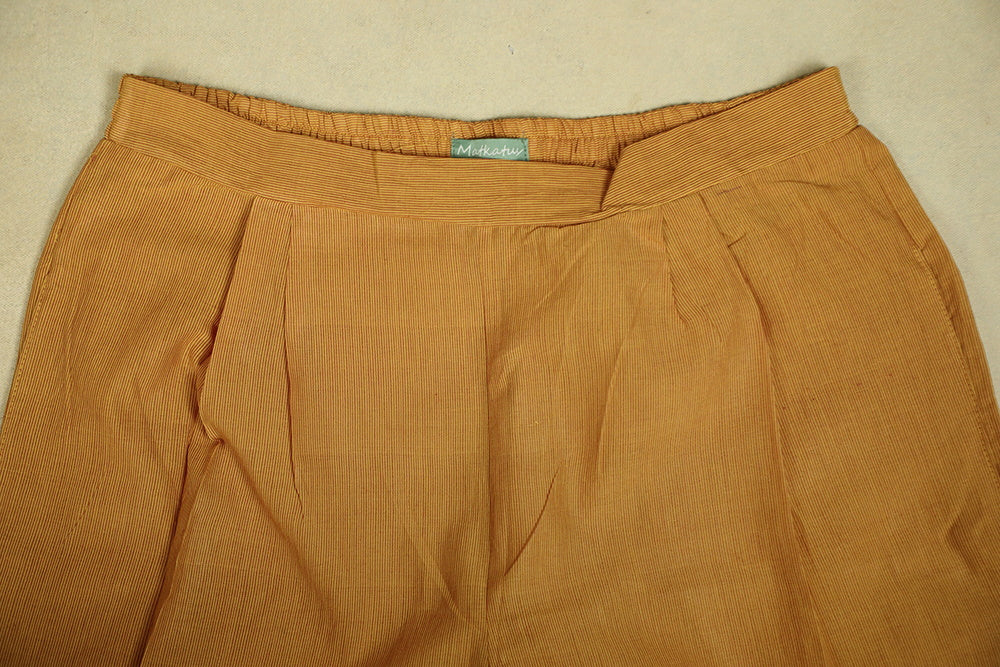 Maroon Pin Stripes on Yellow Handwoven Stitched Pant