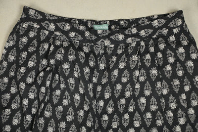 Small Florals on Black Block Printed Stitched Pant