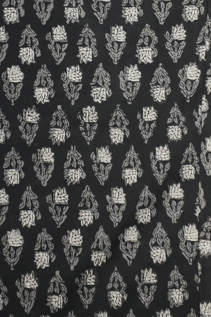 Small Florals on Black Block Printed Stitched Pant