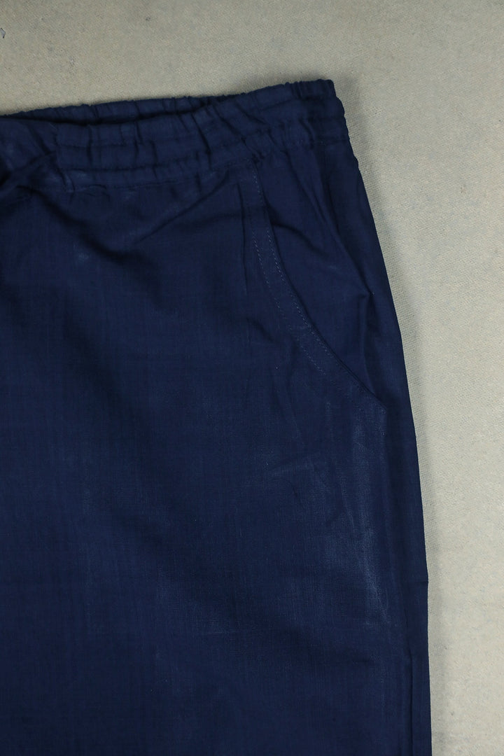 Navy Blue Handwoven Mangalagiri Palazzo Pant