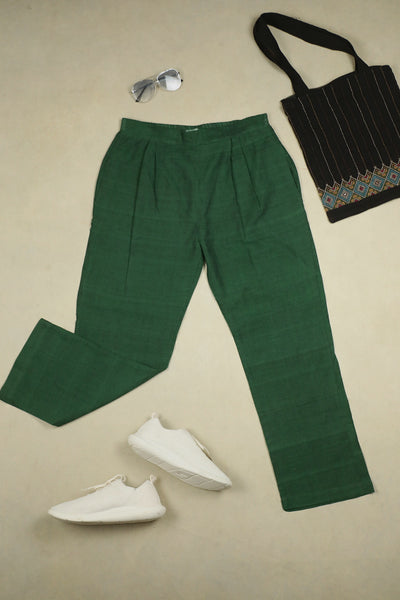 Dark Green Handwoven Mangalagiri Stitched Palazzo Pant