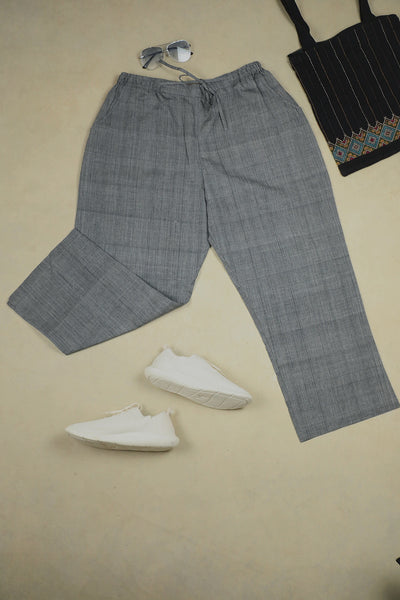 Grey Handwoven Mangalagiri Palazzo Pant