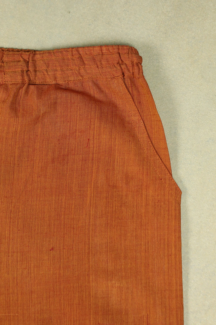 Rust Orange Handwoven Mangalagiri Palazzo Pant