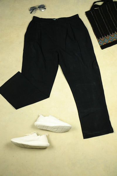 Black Handwoven Mangalagiri Stitched Pant