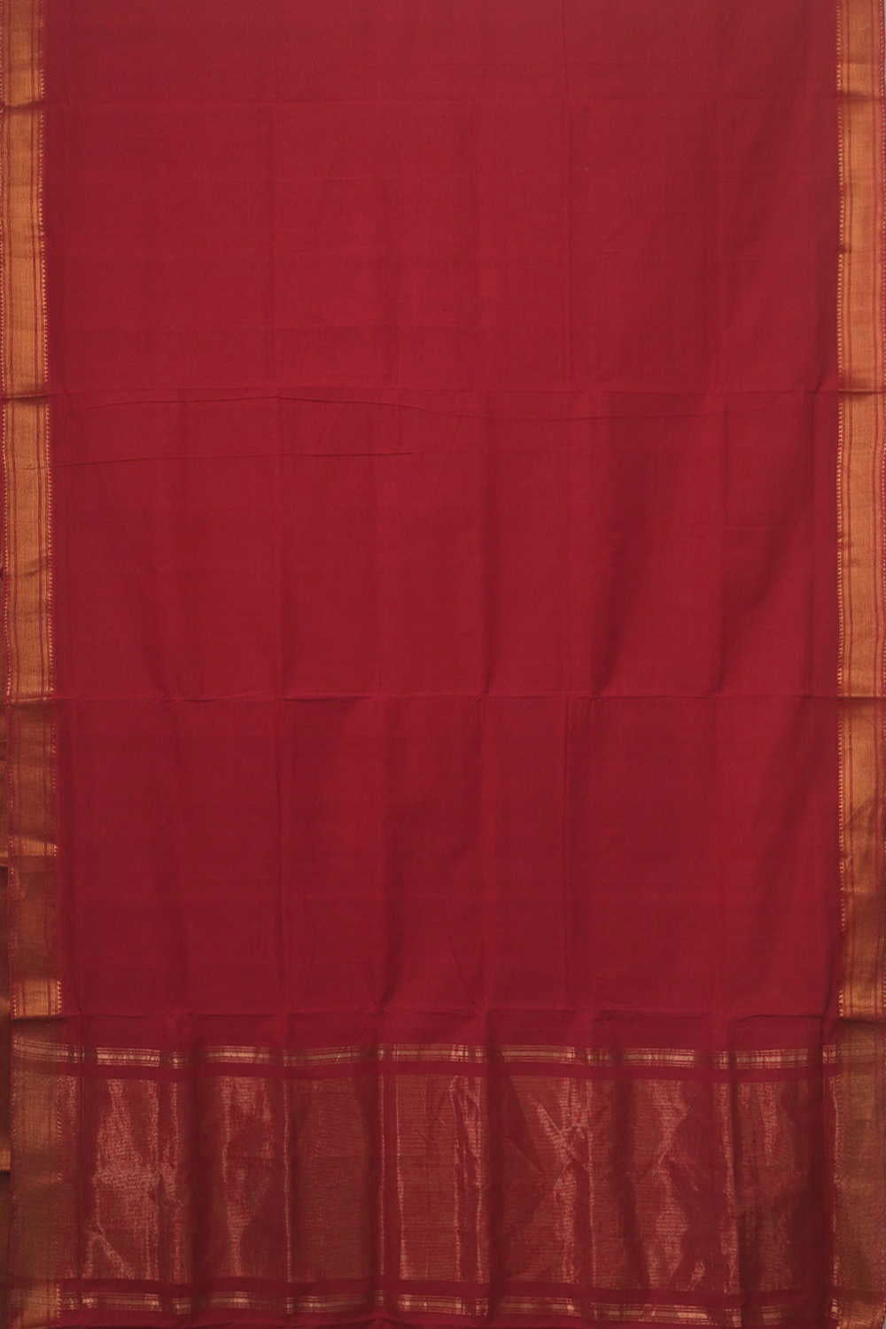Gold Zari Border - Red Mangalagiri Cotton saree