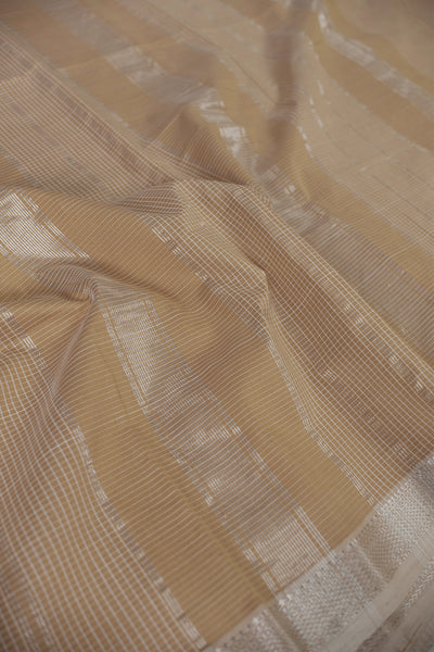 Check on beige Maheshwari Silk Cotton Saree