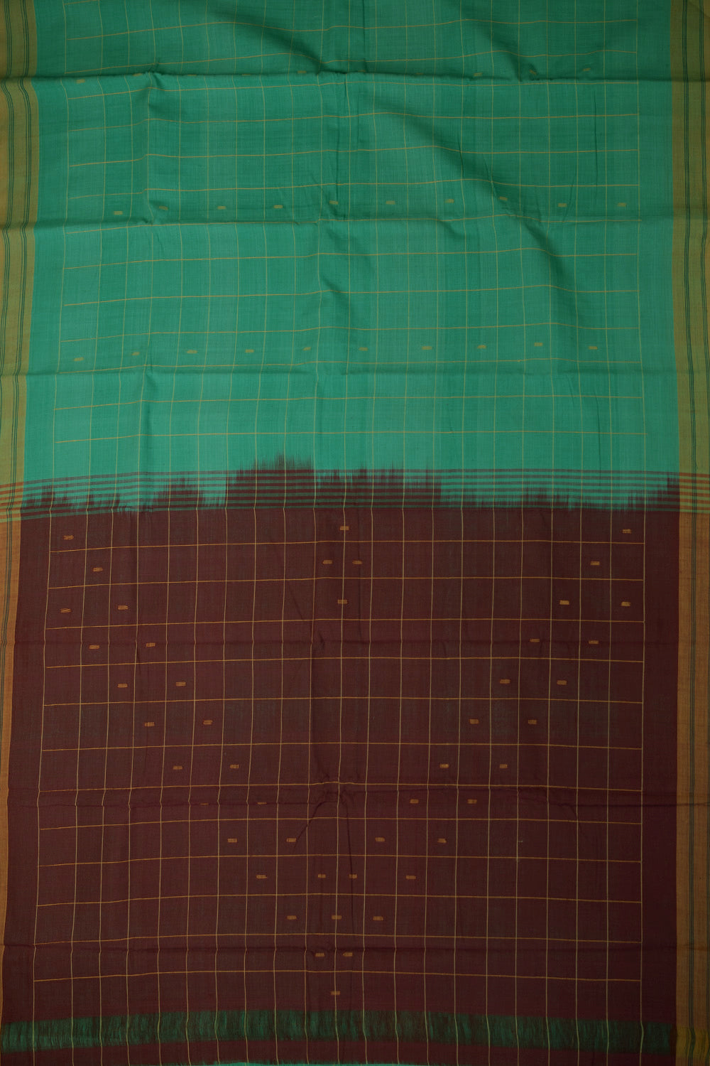 Turquoise Handspun Handwoven Saree