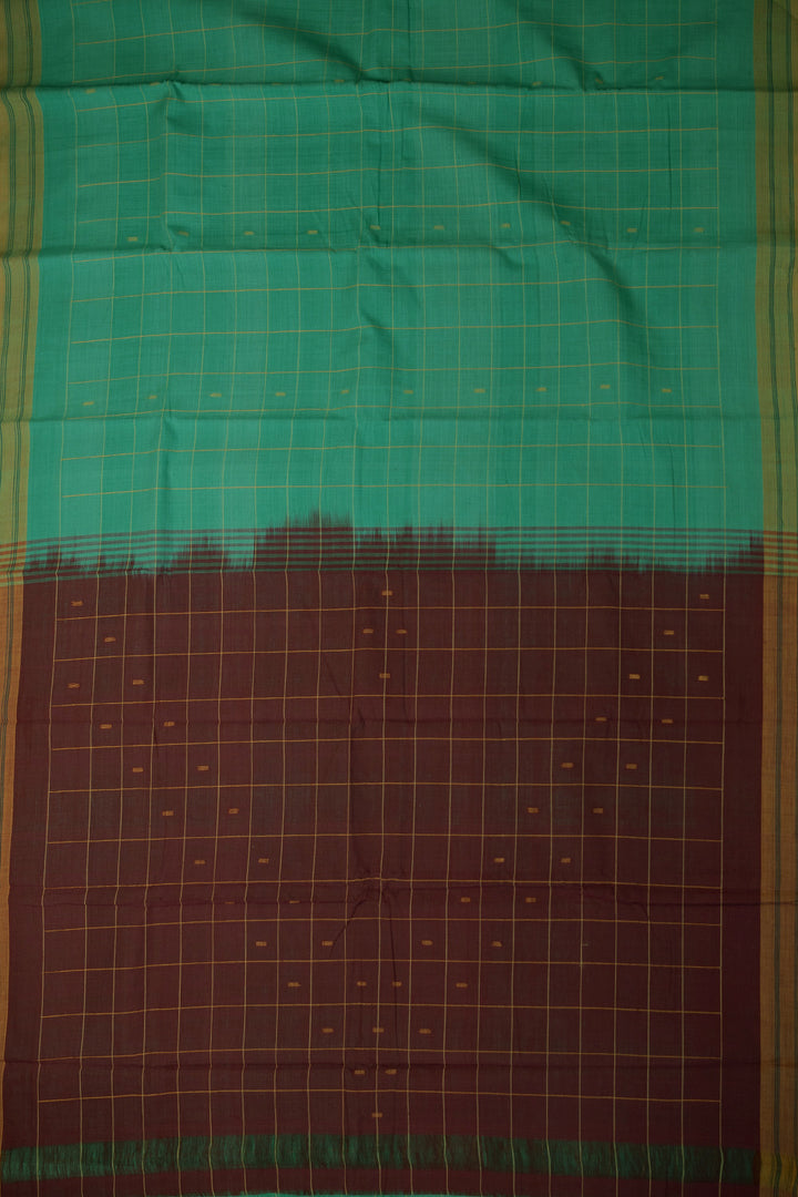 Turquoise Handspun Handwoven Saree