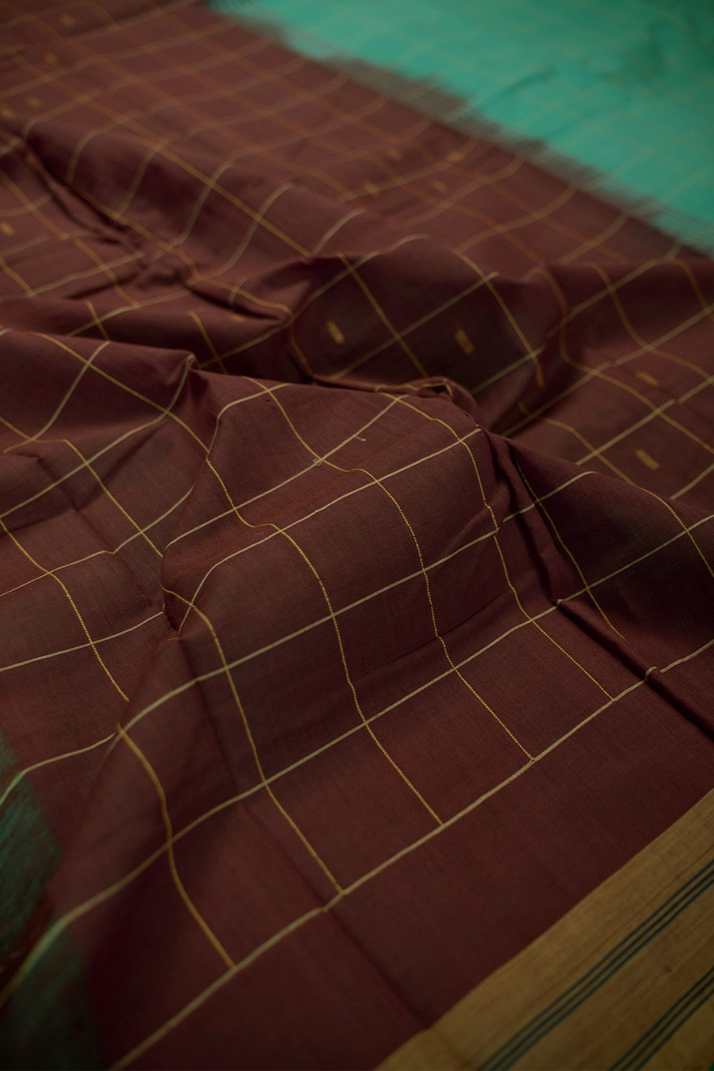 Turquoise Handspun Handwoven Saree