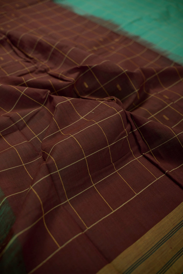 Turquoise Handspun Handwoven Saree