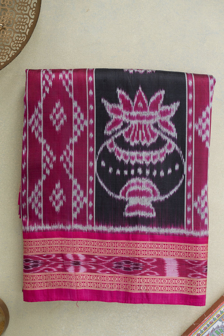 Pinkish Purple Ikat silk saree