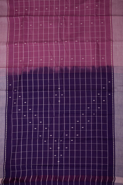 Dark Mauve Pink Handspun Handwoven Saree