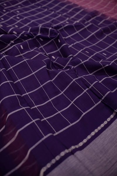 Dark Mauve Pink Handspun Handwoven Saree