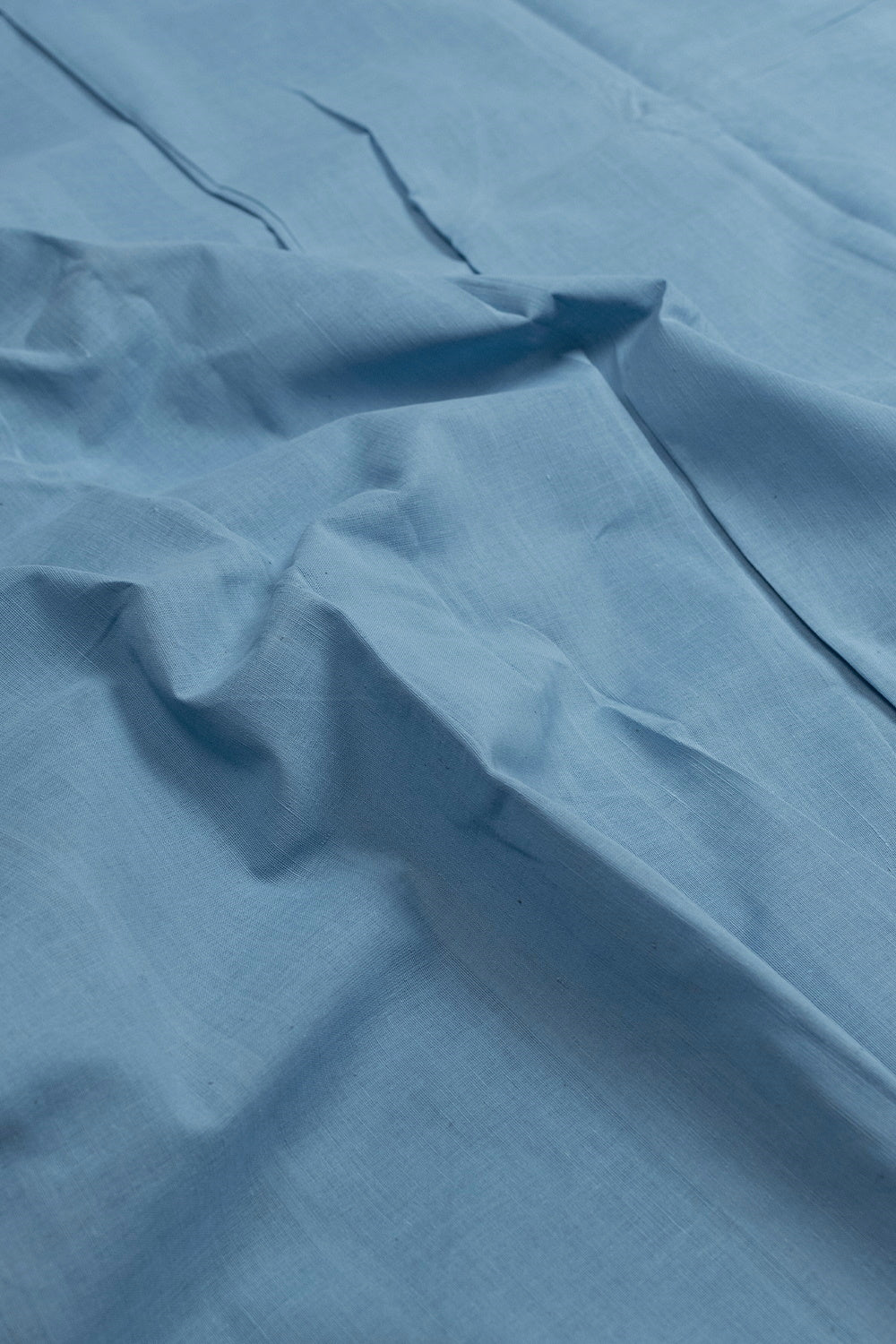 Corn Flower Blue Handspun Handwoven Cotton Fabric - 1.4m