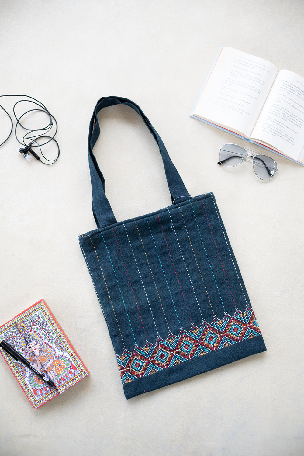 Indigo Green Kutch Embroidered Bag