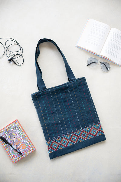 Indigo Green Kutch Embroidered Bag