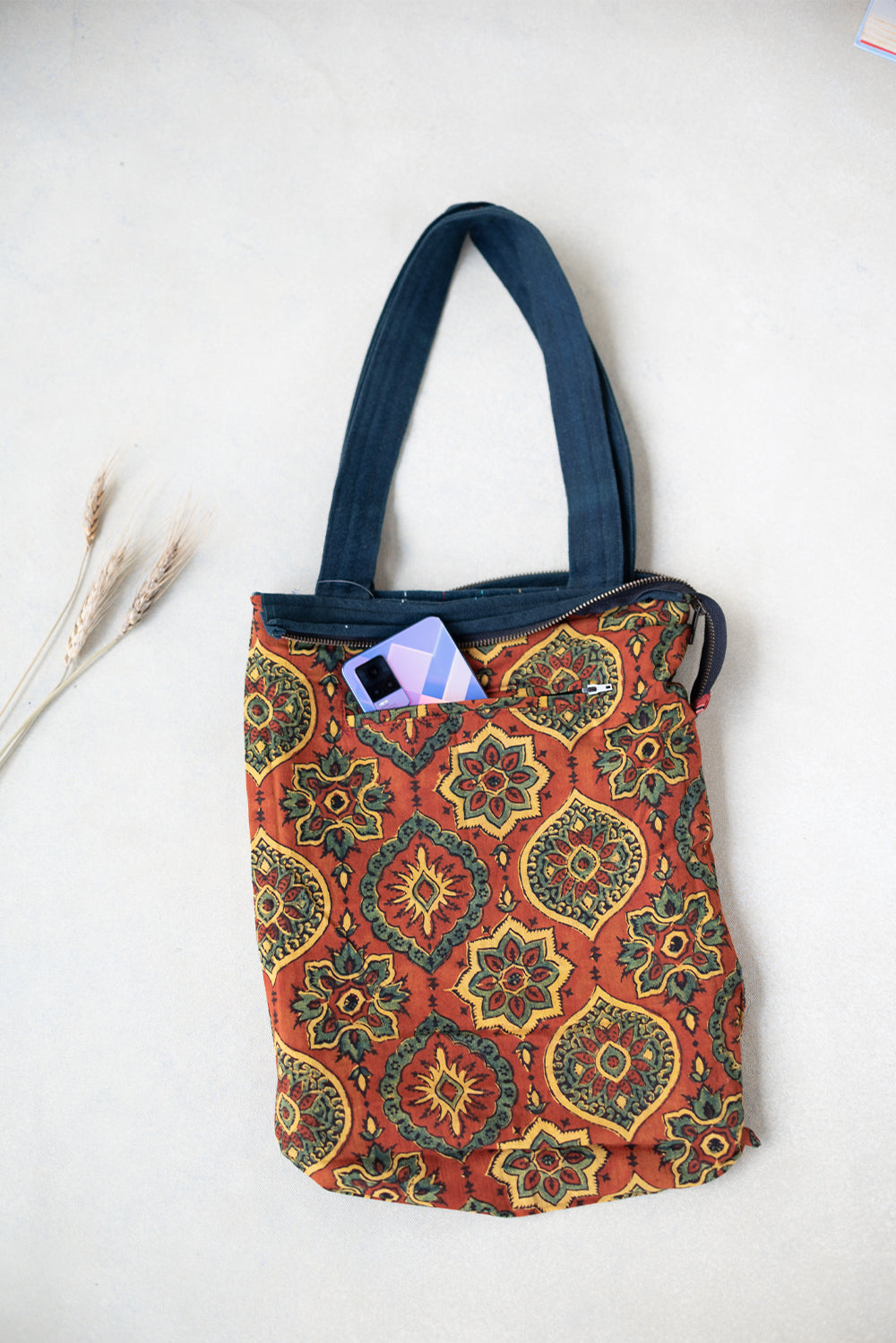 Indigo Green Kutch Embroidered Bag