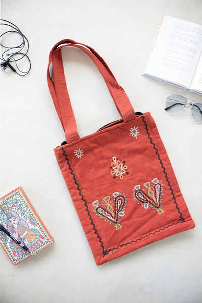 Rust Orange Kutch Embroidered Bag