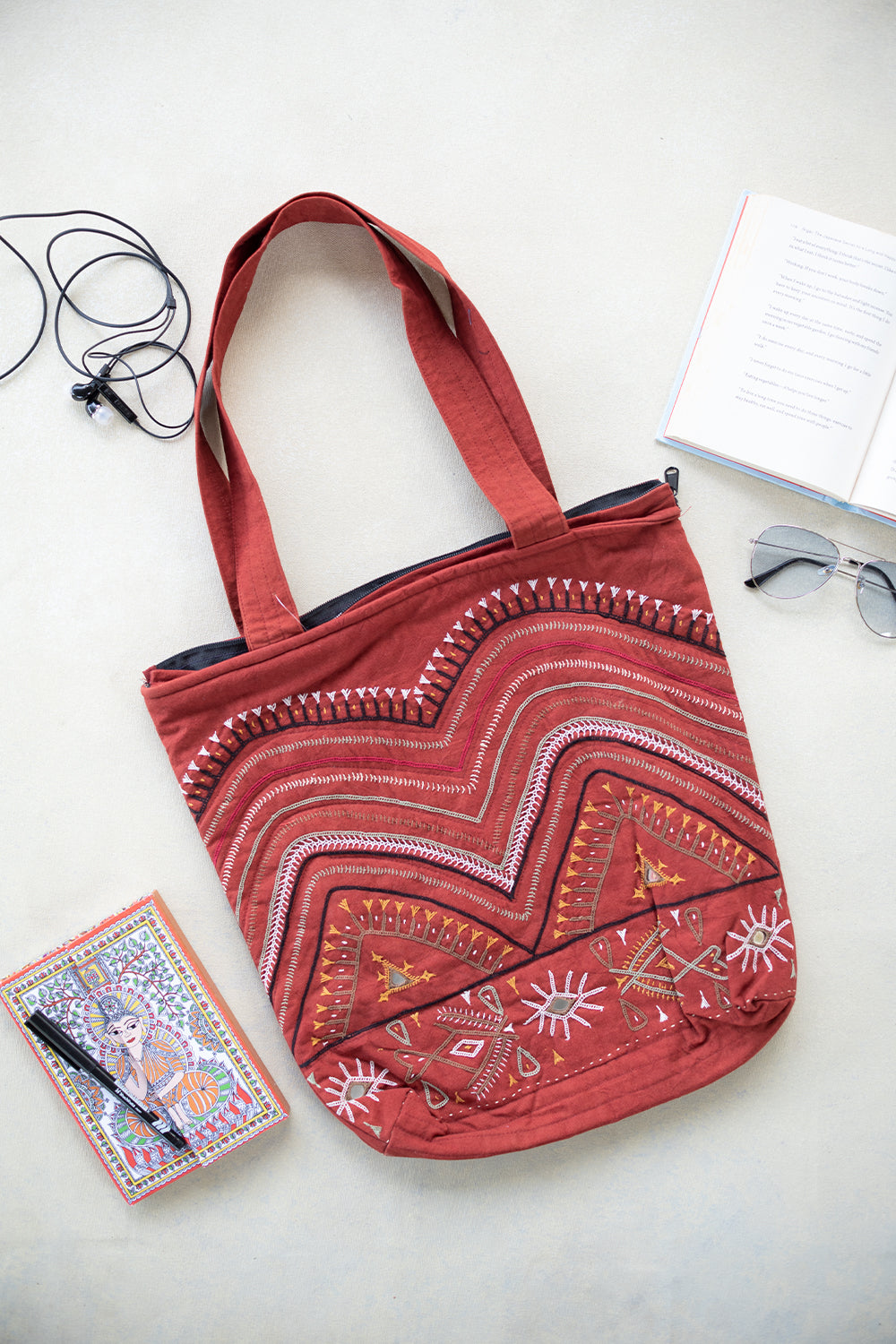 Maroon Kutch Embroidered Bag