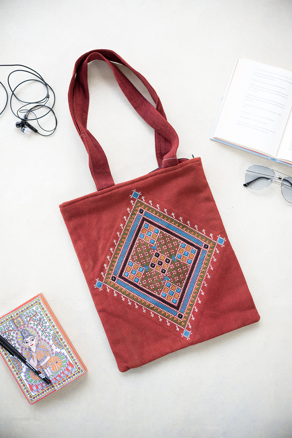 Maroon Kutch Embroidered Bag