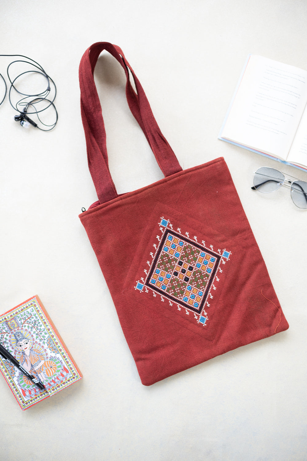 Maroon Kutch Embroidered Bag