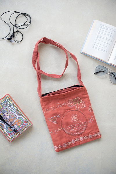 Rust Kutch Orange Embroidered Bag